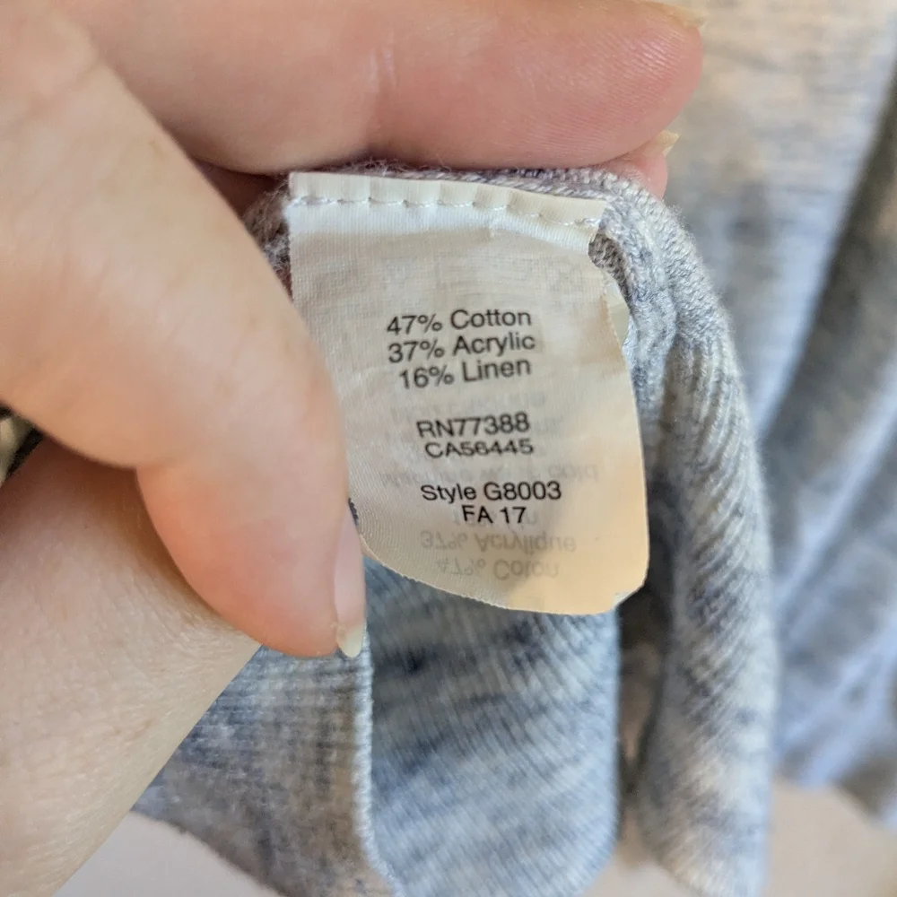 J. Crew Long Knit Hoodie Unisex L Heathered Blue Gray Lightweight FLAW Cozy